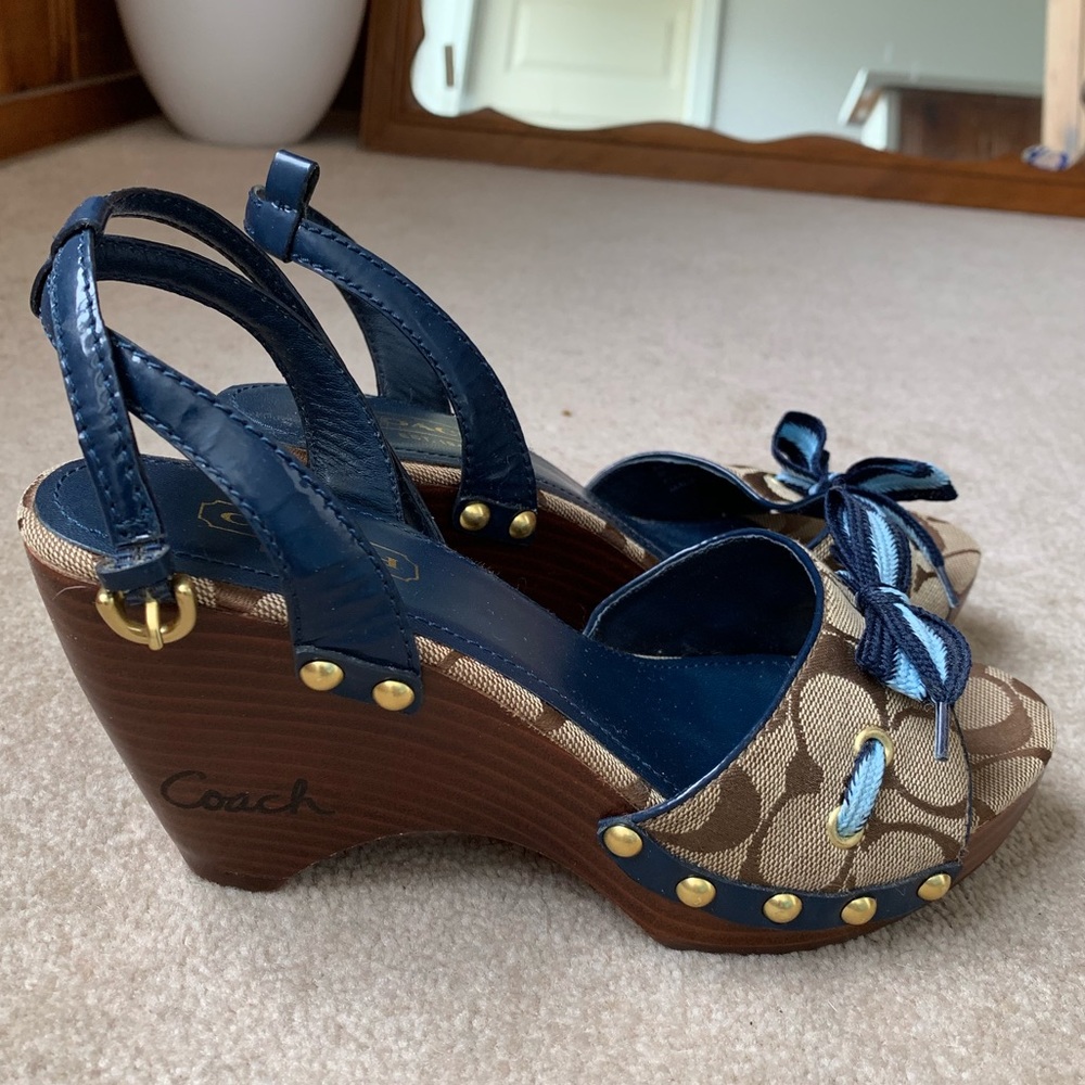 🍂 Coach Wooden Wedge Shoes Bow Betsey 7.5